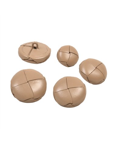 Lot de 3 boutons cuir véritable beige