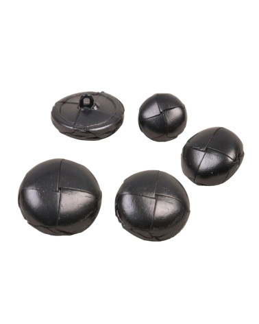 Set mit 3 schwarzen Echtlederknöpfen