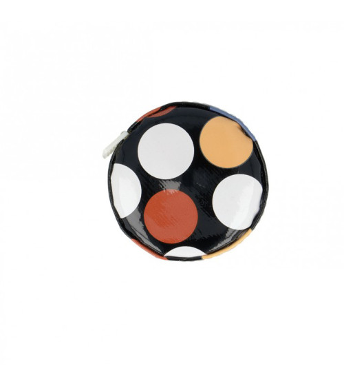 Polka dot tape measure on black background