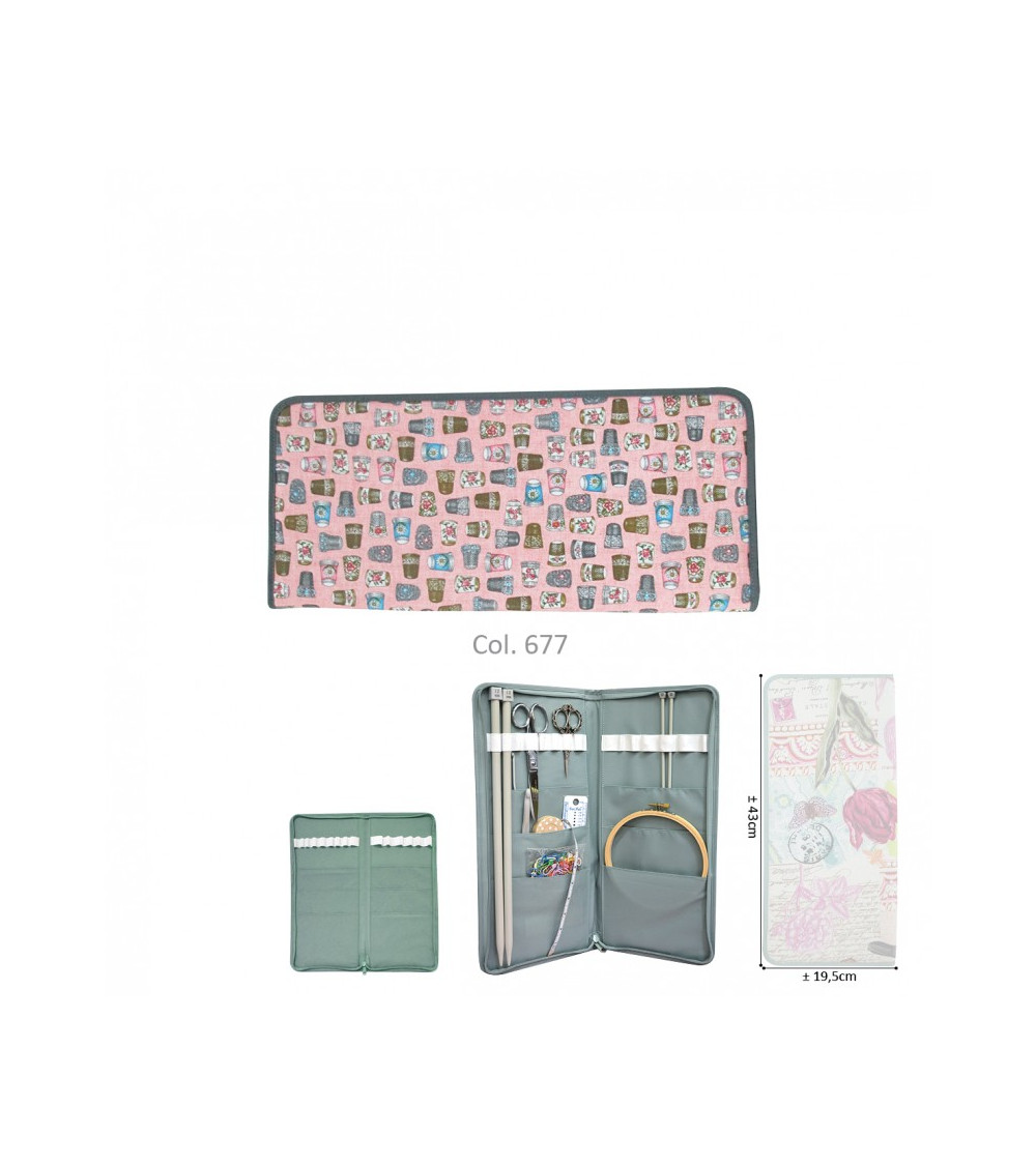 Custodia per ferri da maglia 43 cm x 20 cm ditali da cucito