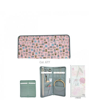 Custodia per ferri da maglia 43 cm x 20 cm ditali da cucito