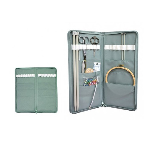 Knitting needle holder 43cmx20cm red dots