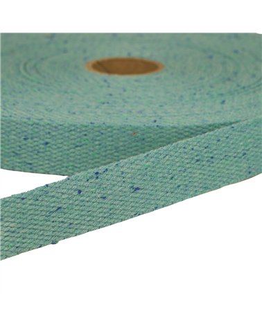 Bobine 20m sangle chinée bleu canard