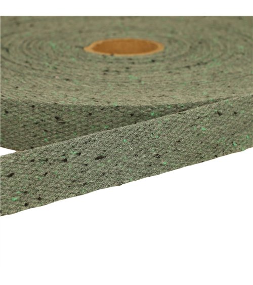 Bobine 20m sangle chinée vert bouteille