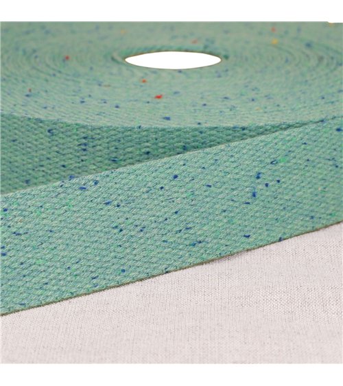 Bobine 20m sangle chinée bleu canard