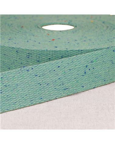 Bobine 20m sangle chinée bleu canard