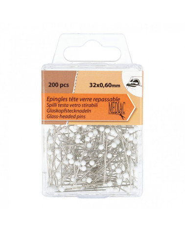 Alfileres de cabeza de vidrio planchables