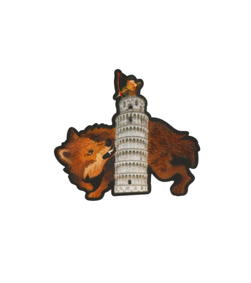 Iron-on badge animals and monuments wolf 6.1cm x 5.4cm