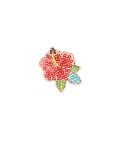Ecusson thermocollant été sequins fleur 4,5cm x 3,6cm