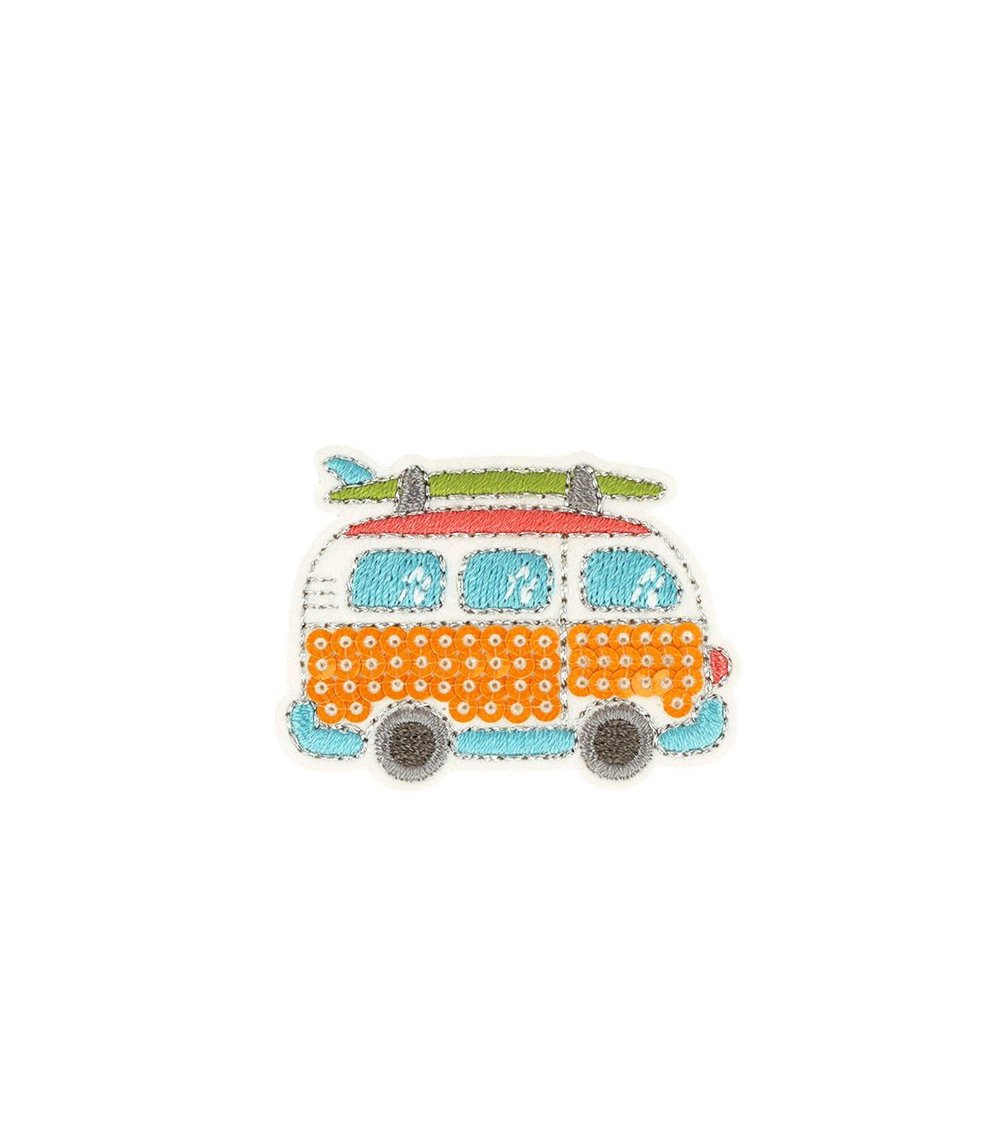 Ecusson thermocollant été sequins car 4,9cm x 3,7cm