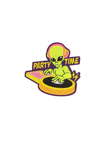 Ecusson thermocollant alien party boo pow 5cm x 4,9cm