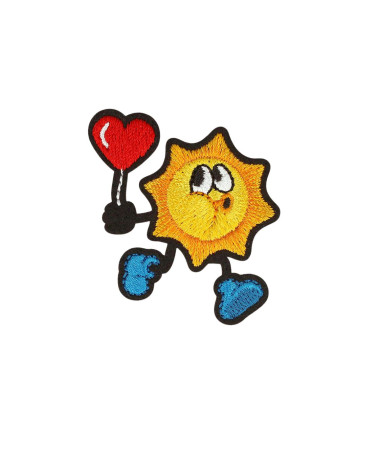 Funny friends sun iron-on patch 5.2cm x 4.6cm