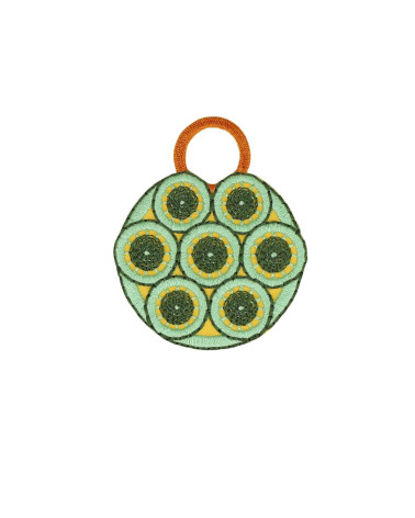 Green wicker style iron-on patch 5.6cm x 4.6cm