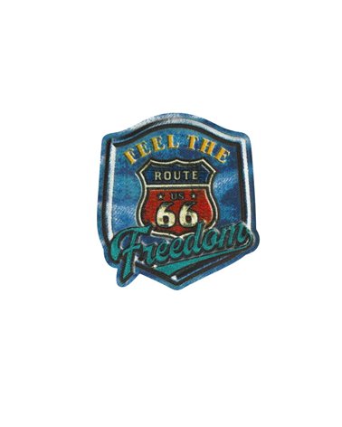 Ecusson thermocollant facon denim feel the freedom 5,4cm x 5cm
