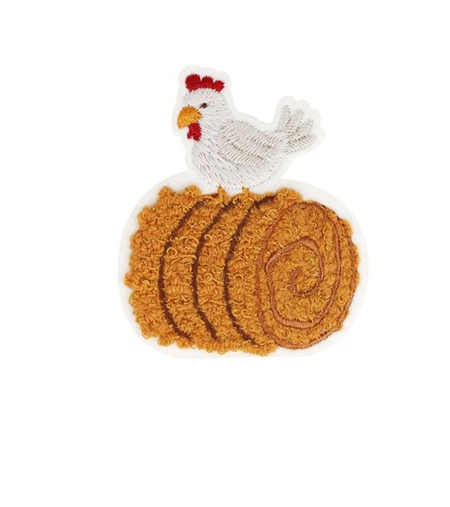 Ecusson thermocollant ferme duveteux poule 6,3cm x 5,4cm