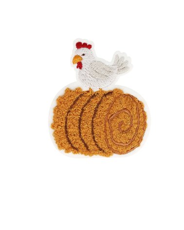 Ecusson thermocollant ferme duveteux poule 6,3cm x 5,4cm