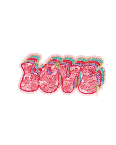 Love heart planet love iron-on patch 6.9cm x 3.3cm