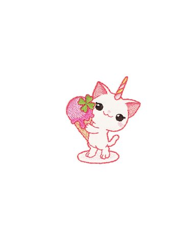 Ecusson thermocollant chat licorne glace 4,5cm x 3,8cm