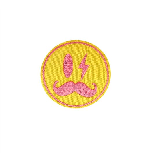 Ecusson thermocollant sourires moustache 4,7cm x 4,7cm