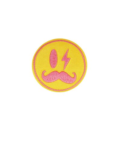 Ecusson thermocollant sourires moustache 4,7cm x 4,7cm