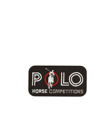 Ecusson thermocollant polo horse compétitions noir 5,4cm x 2,9cm