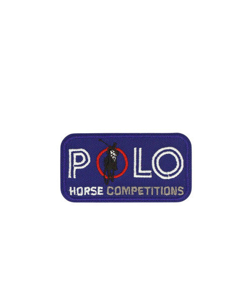 Stemma termoadesivo da competizione per cavalli di polo blu 5,4 cm x 2,9 cm