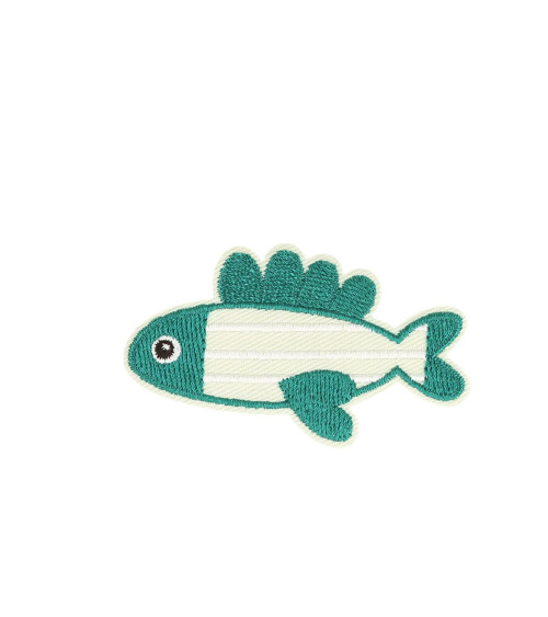 Iron-on patch marine fauna fish 6.5cm x 3.8cm