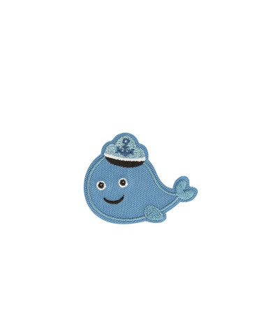 Whale iron-on patch/whale bottle 4.3cm x 3.5cm