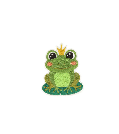 Frog/swan frog iron-on patch 3.8cm x 4.7cm