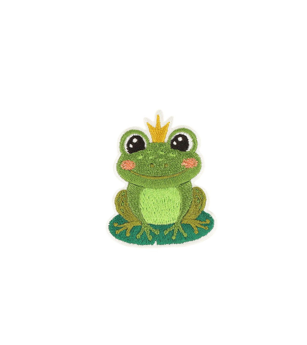 Frog/swan frog iron-on patch 3.8cm x 4.7cm