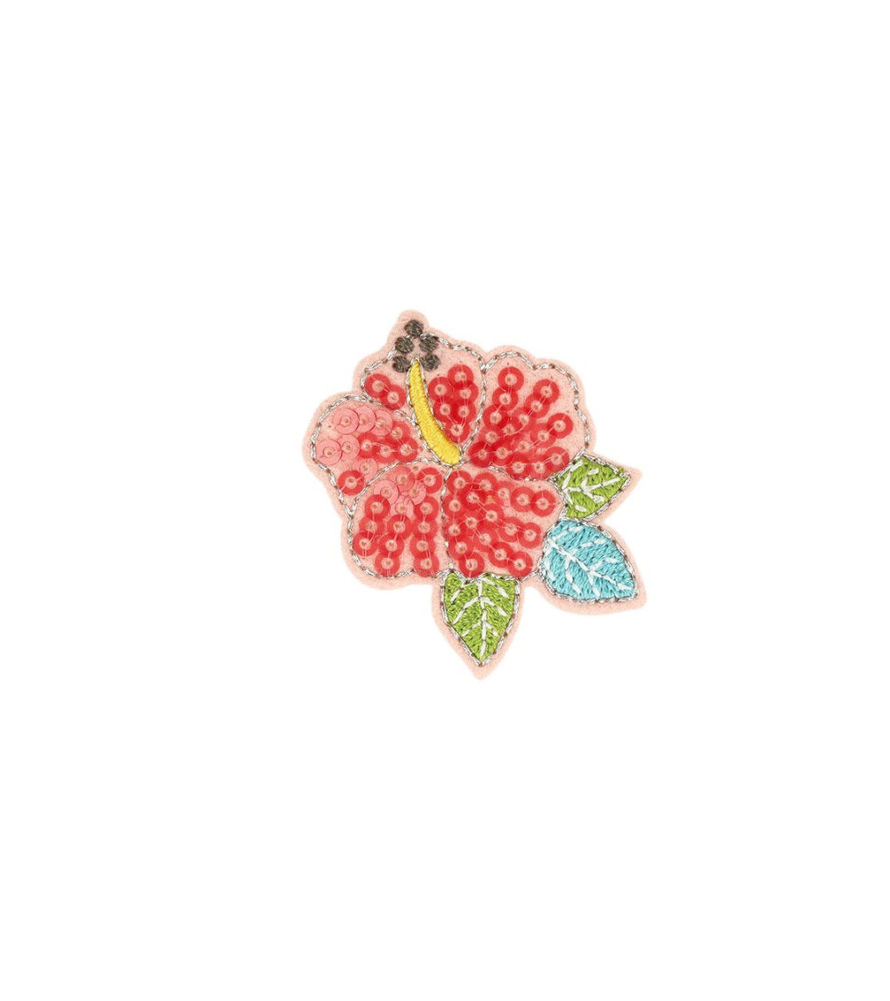 Juego de 3 parches termoadhesivos de flores de lentejuelas de verano de 4,5 cm x 3,6 cm