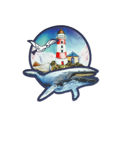 Juego de 3 parches termoadhesivos de ballena faro de 6,4 cm x 6,5 cm