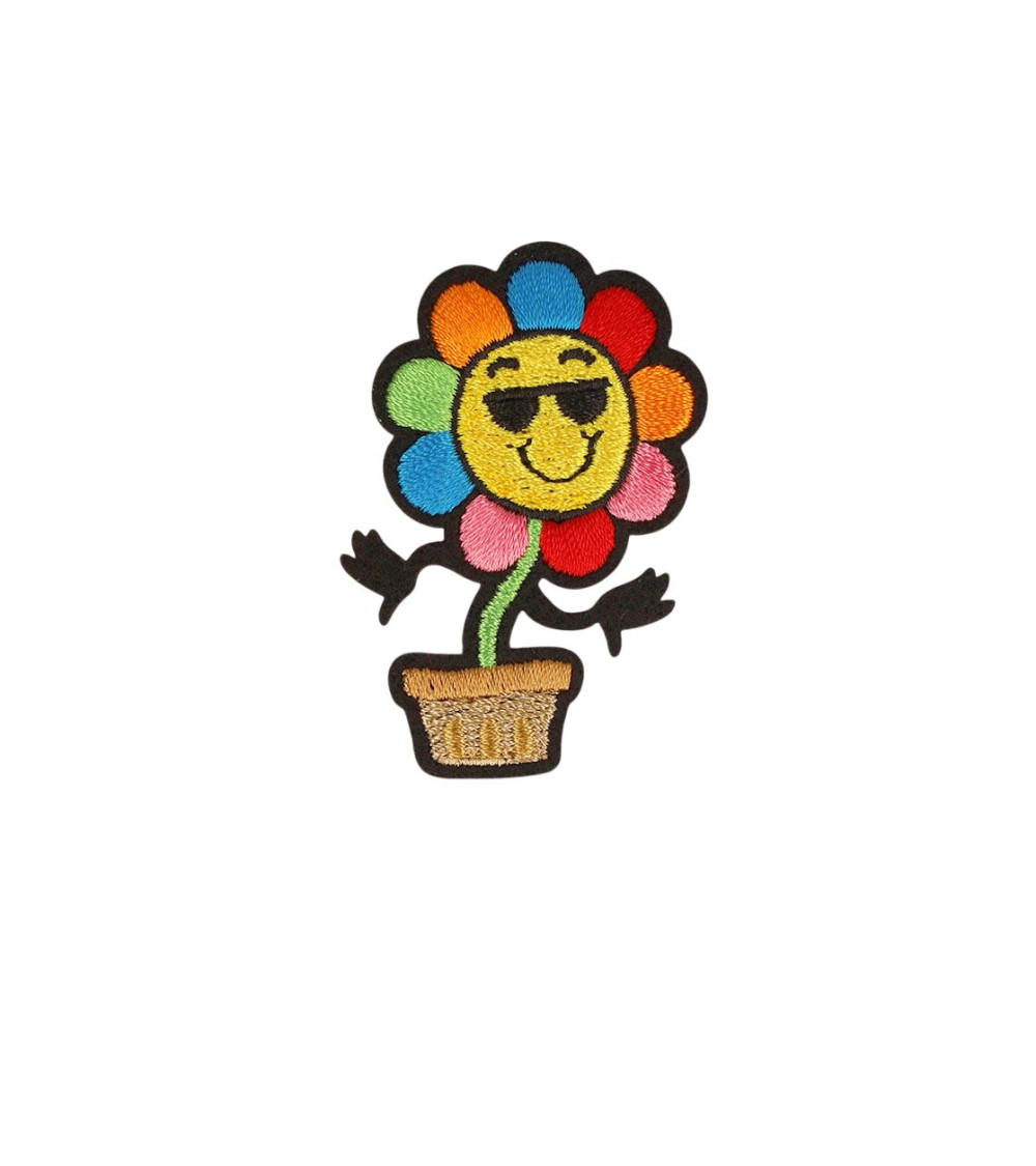 Juego de 3 parches termoadhesivos flor amigos divertidos 5,4 cm x 3,3 cm