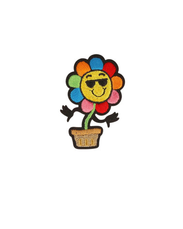 Set of 3 iron-on patches funny friends flower 5.4cm x 3.3cm