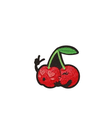Lot de 3 écussons thermocollants amis rigolos cerises 4,3cm x 4,3cm
