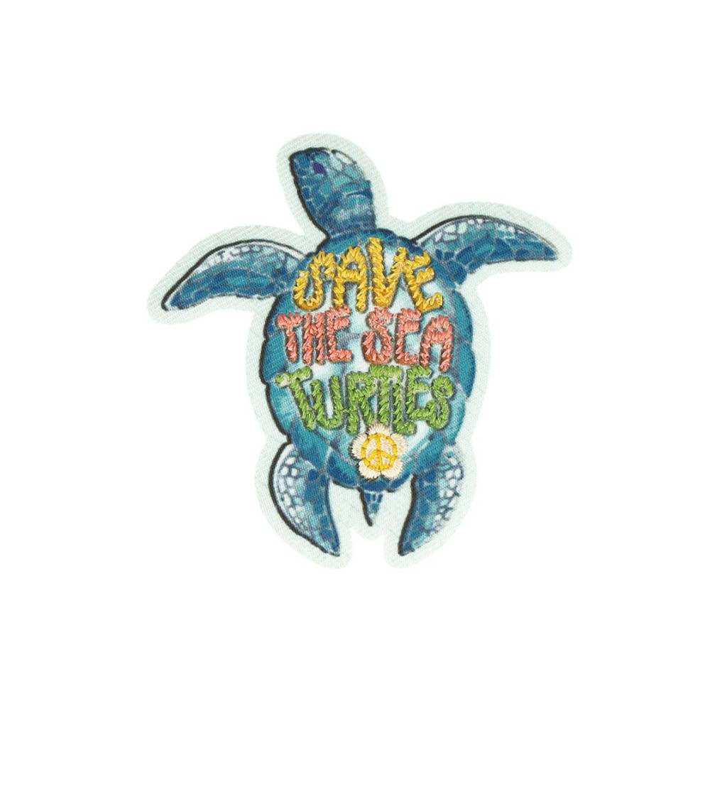 Set of 3 good vibes save the sea turtles iron-on patches 6cm x 5.8cm