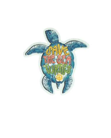 Set mit 3 „Good Vibes Save the Sea Turtles“-Aufnähern zum Aufbügeln, 6 cm x 5,8 cm