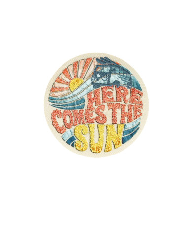 Juego de 3 parches termoadhesivos Good Vibes, aquí viene el sol, 5,4 cm x 5,4 cm.