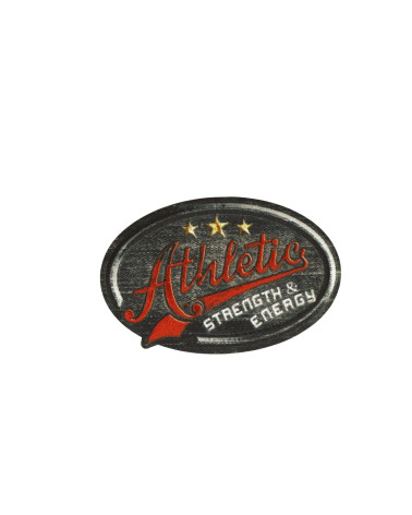 Set of 3 denim athletics iron-on patches 6.1cm x 4cm