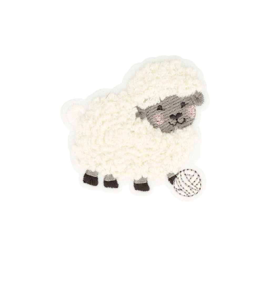 Set of 3 iron-on farm fluffy sheep patches 5.7cm x 5.4cm