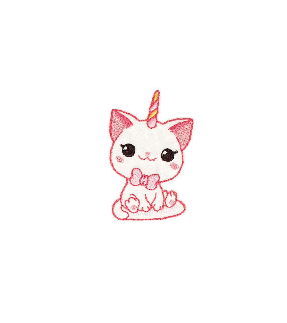 Set of 3 iron-on cat unicorn bow patches 3cm x 4.4cm