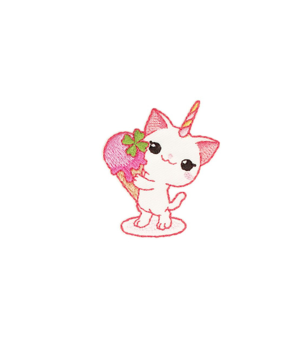 Set of 3 iron-on patches ice unicorn cat 4.5cm x 3.8cm