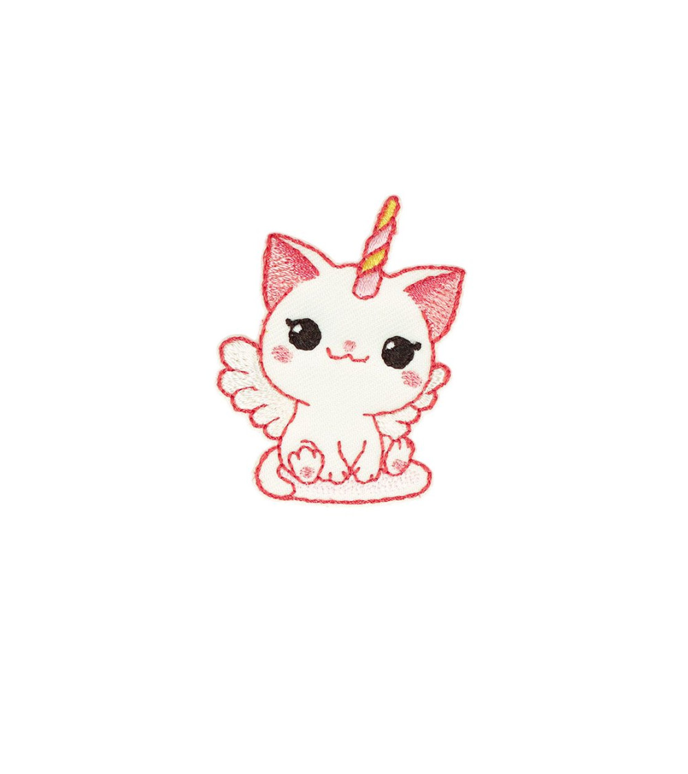 Juego de 3 parches termoadhesivos gato unicornio ángel 4,4 cm x 3,5 cm