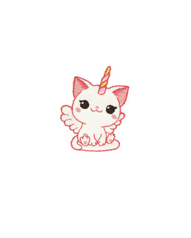 Set of 3 iron-on patches cat unicorn angel 4.4cm x 3.5cm