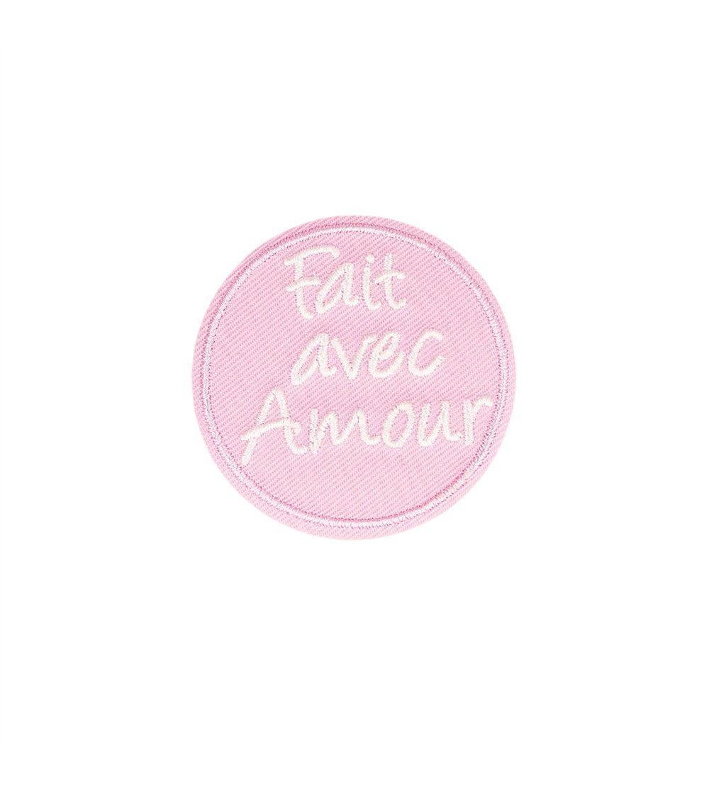 Lot de 3 écussons thermocollants à messages fait avec amour 4,5cm x 4,5cm