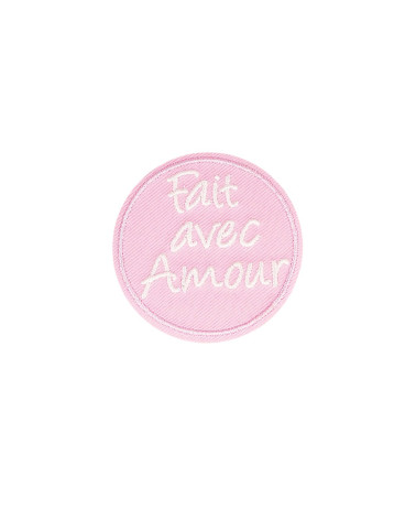 Set of 3 iron-on patches with messages made with love 4.5cm x 4.5cm