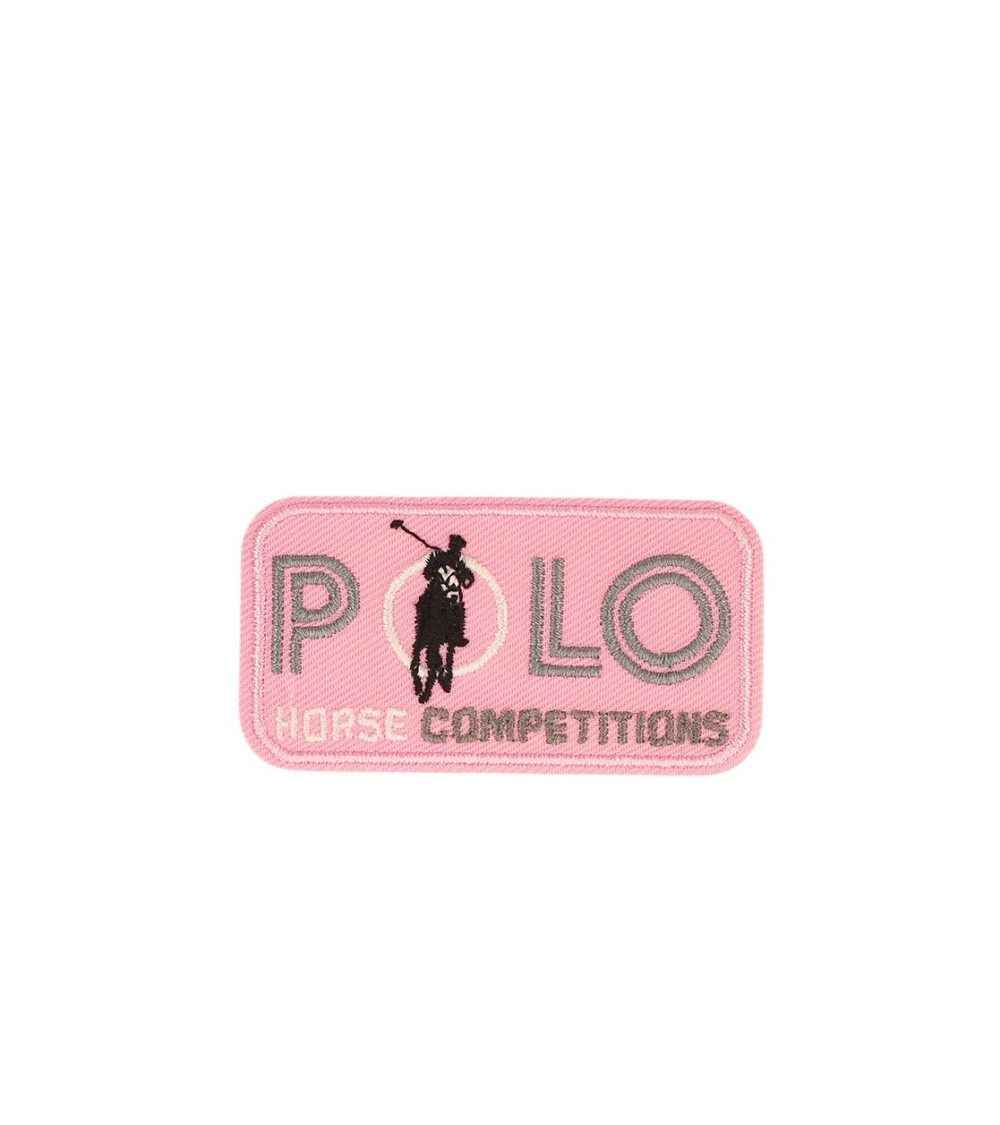 Juego de 3 parches termoadhesivos de competición de caballos de polo rosa de 5,4 cm x 2,9 cm
