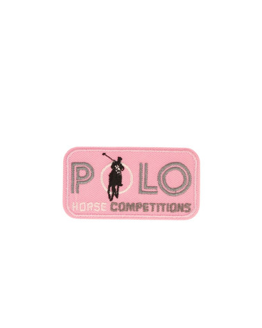 Juego de 3 parches termoadhesivos de competición de caballos de polo rosa de 5,4 cm x 2,9 cm