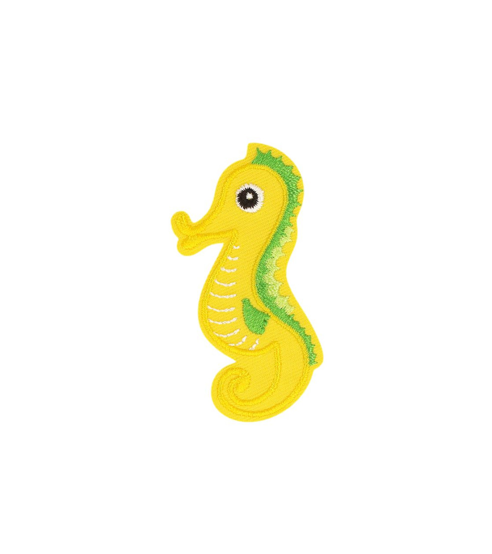 Set of 3 seahorse marine fauna iron-on patches 3.4cm x 5.7cm