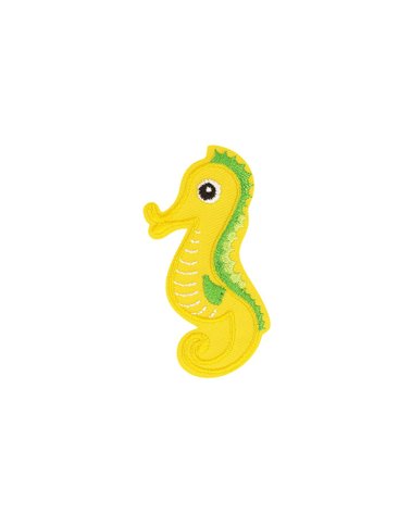 Lot de 3 écussons thermocollants faune marine hyppocampe 3,4cm x 5,7cm